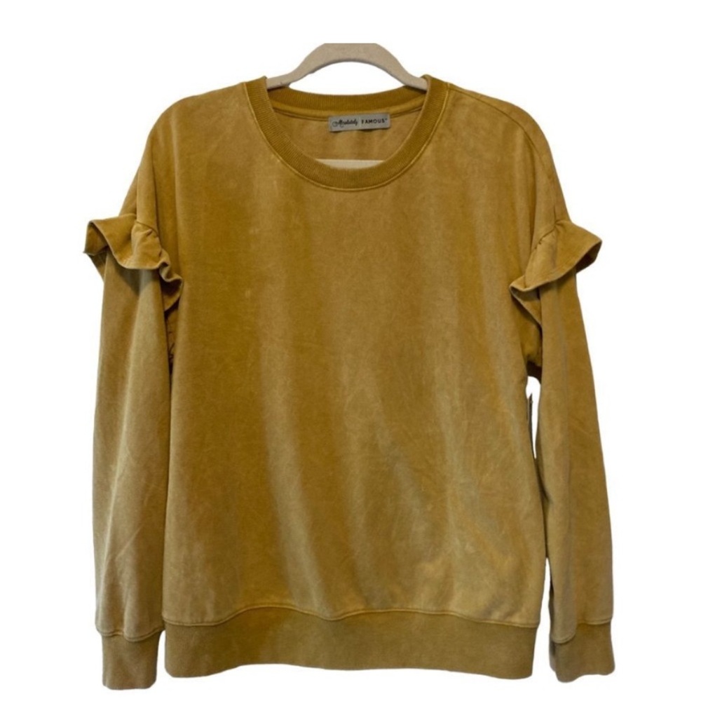 Absolutely Famous Mustard Yellow Ruffled Sweater L